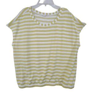 Anthropologie Jane & Delancey Women's Short Sleeve Top Yellow Striped Size L